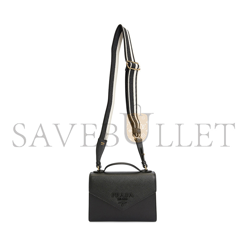 pra*a shoulder bag handbag monoCh*0me saffiano black 1bd317 (21*14*6.5cm)